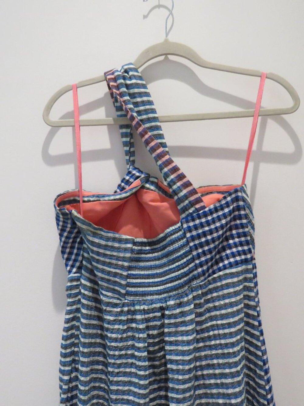 ANTHROPOLOGIE MAEVE Waverly Gingham One Shoulder Dress 4 Petite Coquette Twee - Picture 13 of 14